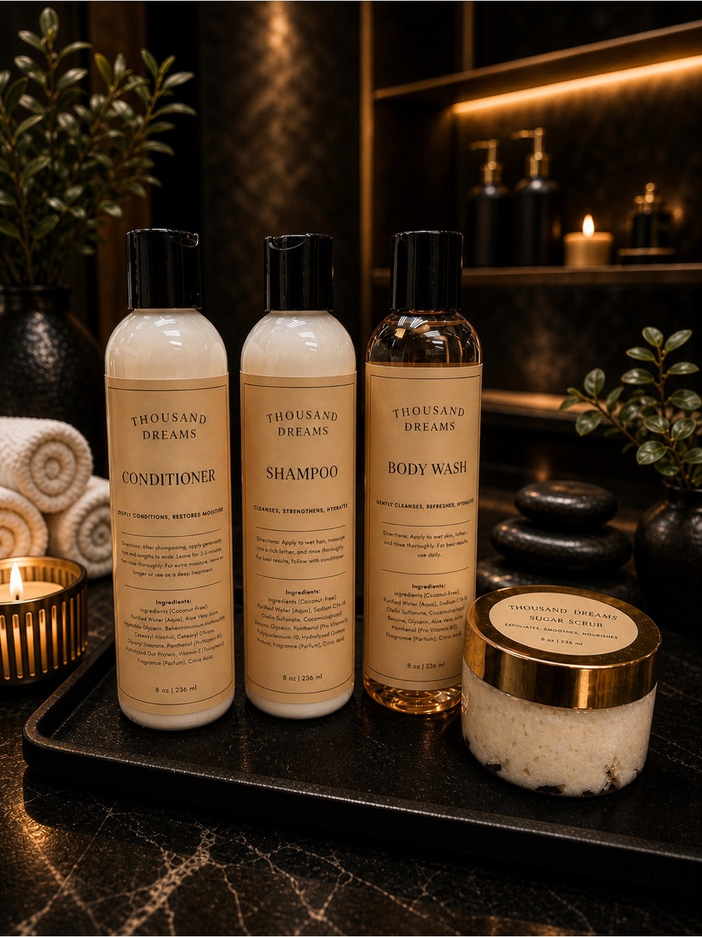 $125 champagne toast  Shampoo, Conditioner,Body Wash & Body Butter Set
